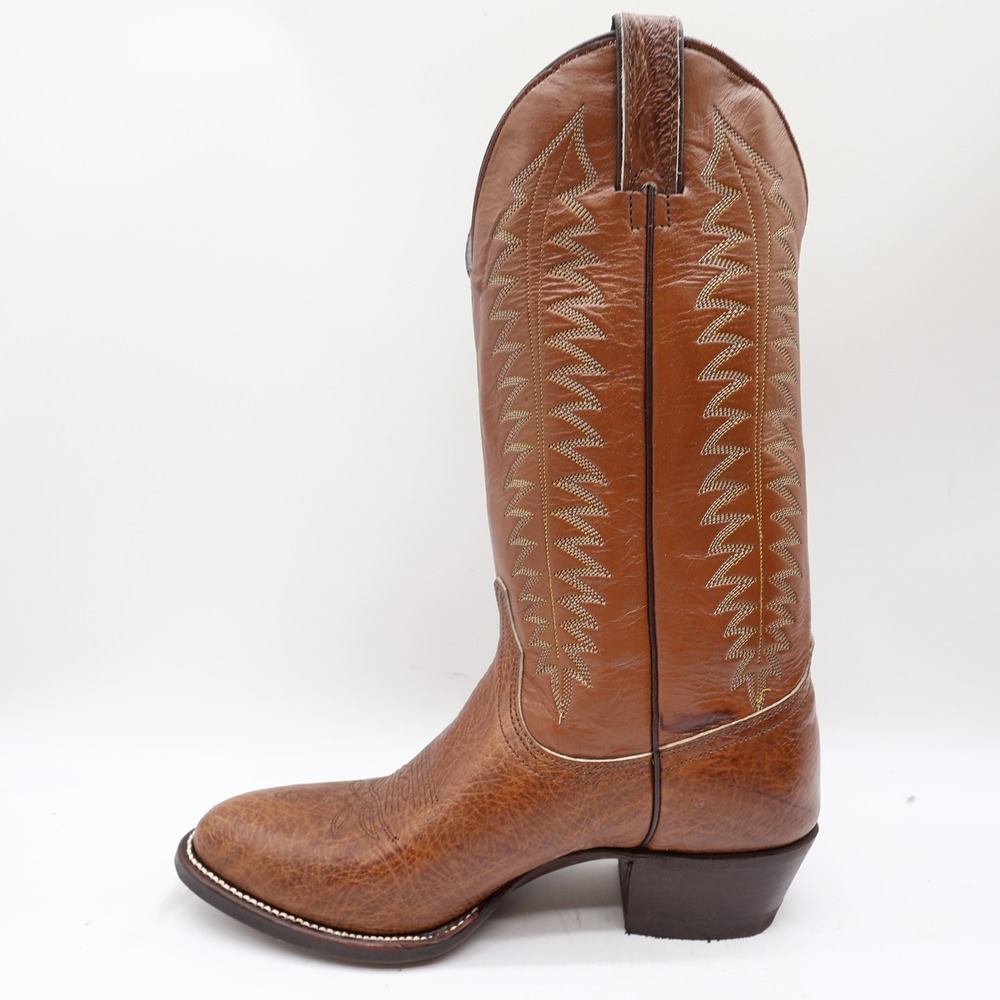 Wrangler Vintage Western Boots Mens 8.5D Brown Glazed Shoulder Leather NWT - Picture 14 of 16
